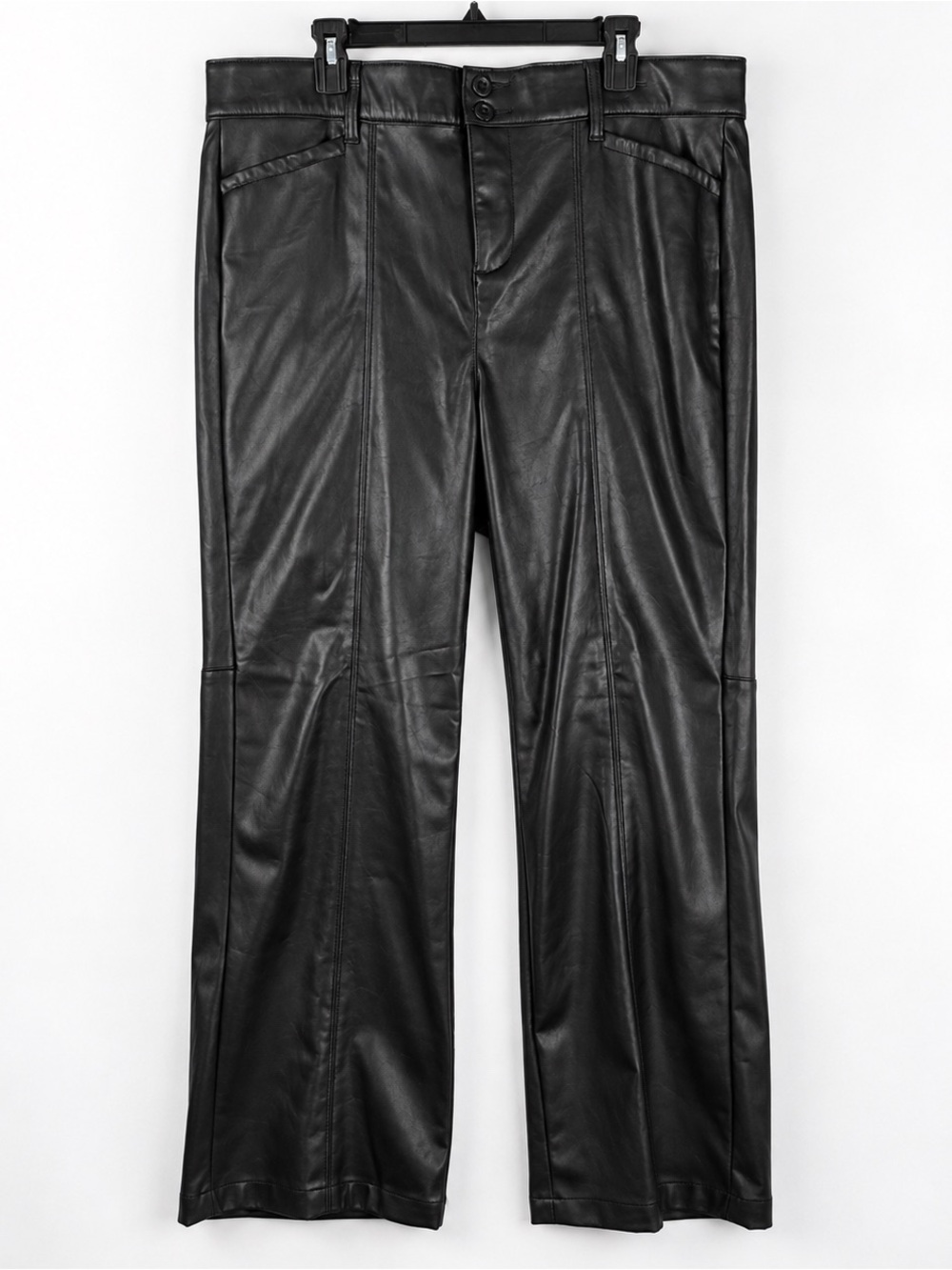 Torrid Black Faux Leather High Rise Pintuck Bootcut Pants 18R